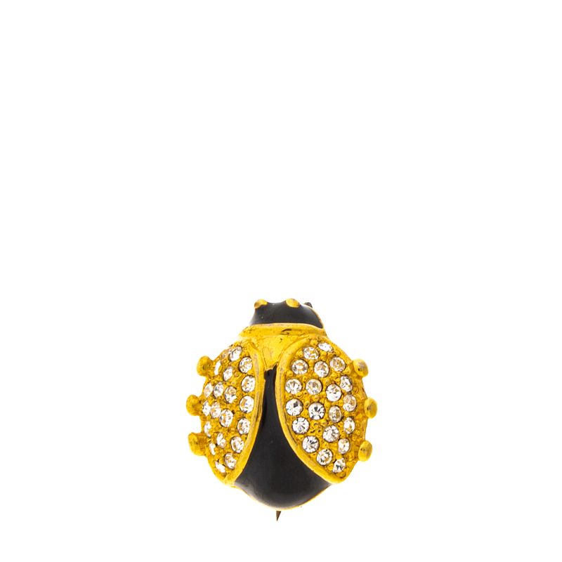 Broche-Vintage-Joaninha-Esmalte-Preto-e-Strass