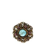 Broche-Vintage-Envelhecido-Acetato-Azul-e-Cristais-Roxos