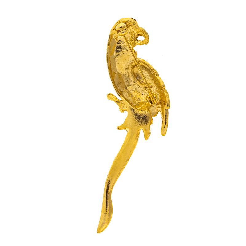 Broche-Vintage-Arara-Colorida-e-Strass
