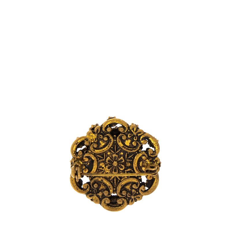 Broche-Vintage-Envelhecido-Acetato-Azul-e-Cristais-Roxos