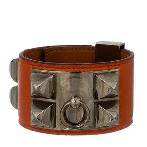 Bracelete Hermes Laranja e Prateado