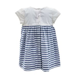 Vestido Petit Bateau Infantil Listrado Azul e Branco
