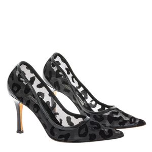 Scarpin Manolo Blahnik Tela Animal Print Preto