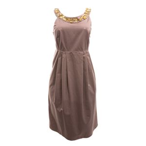 Vestido Burberry Taupe e Pedras Amarelas