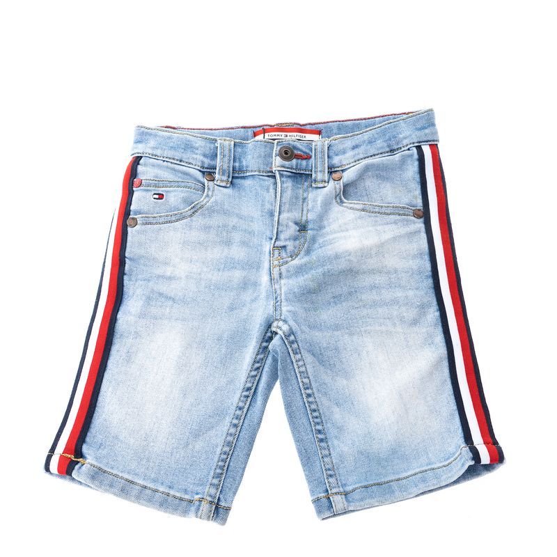 Short-Tommy-Hilfiger-Infantil-Jeans-e-Listras