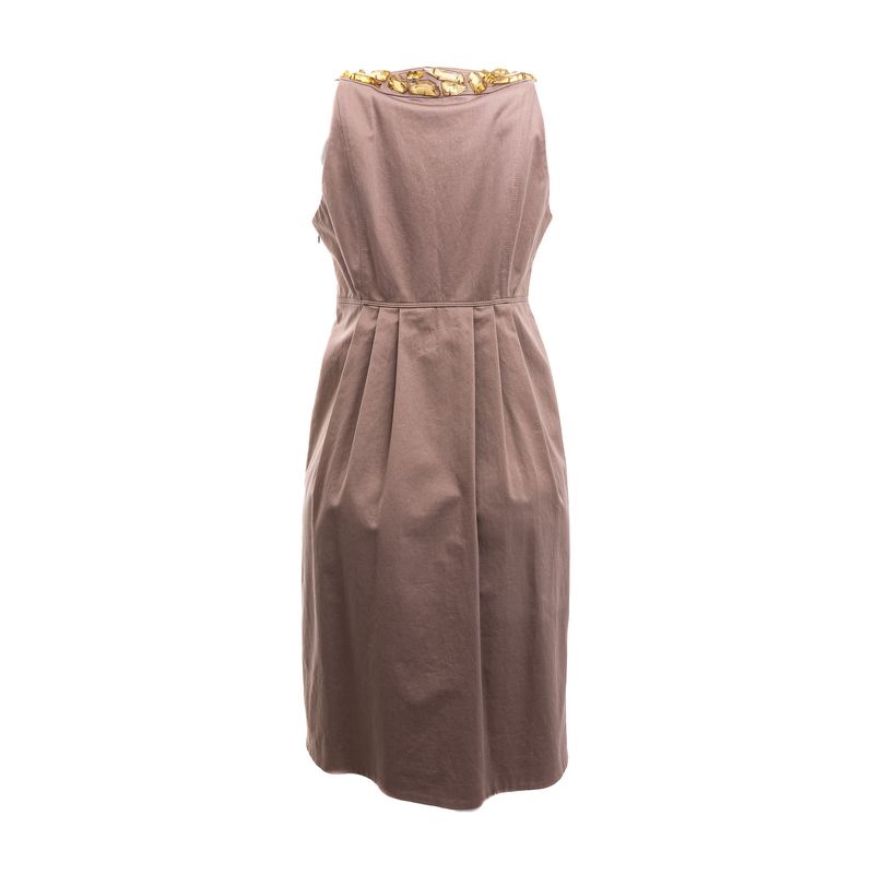 Vestido-Burberry-Taupe-e-Pedras-Amarelas