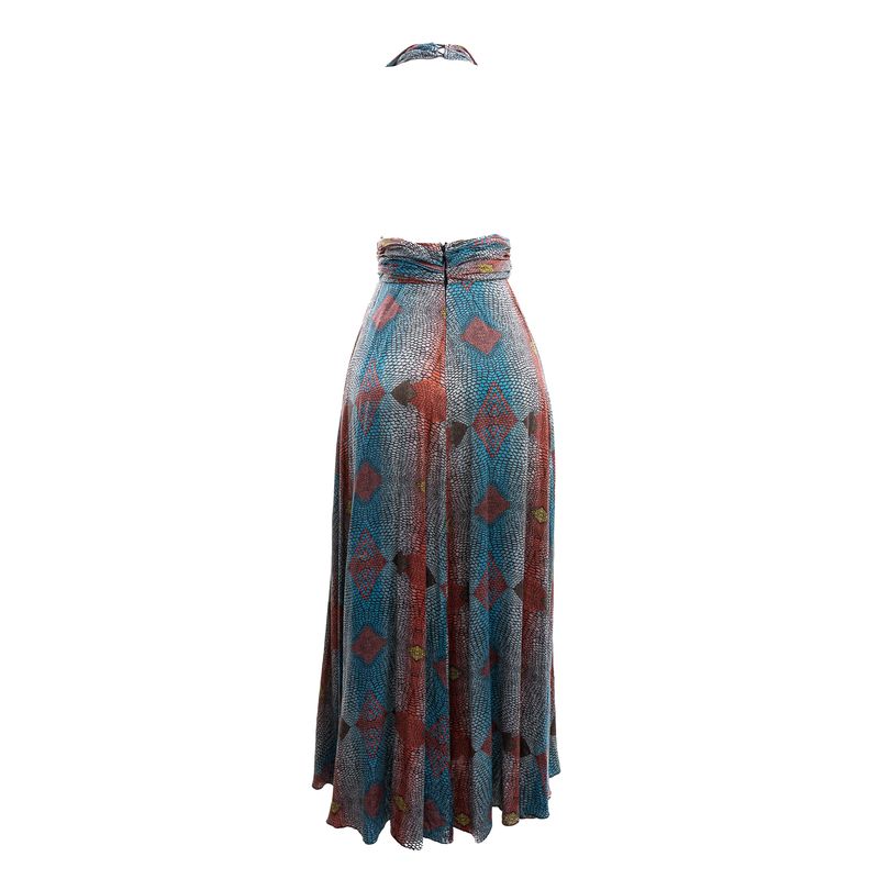 Vestido-Issa-London-Longo-Estampado-Azul-e-Laranja