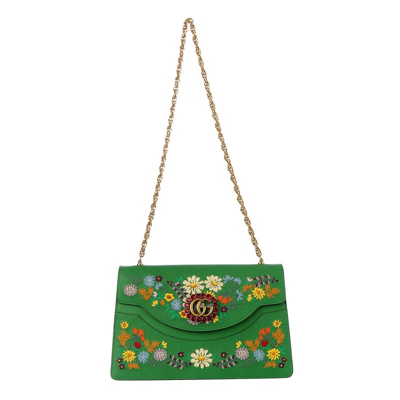 Bolsa-Gucci-Bordado-Flores-e-Couro-Verde