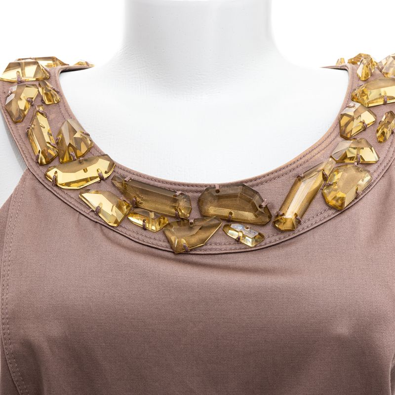 Vestido-Burberry-Taupe-e-Pedras-Amarelas