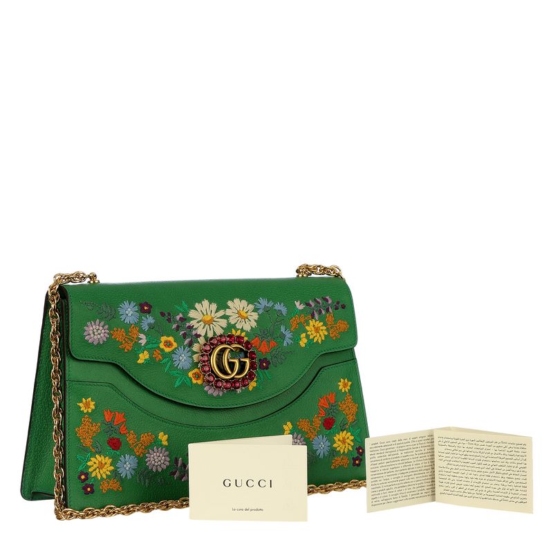 Bolsa-Gucci-Bordado-Flores-e-Couro-Verde