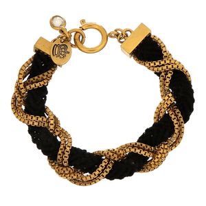 Pulseira Juicy Couture Tecido Preto e Metal Dourado