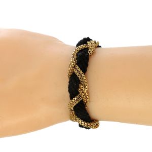 Pulseira Juicy Couture Tecido Preto e Metal Dourado