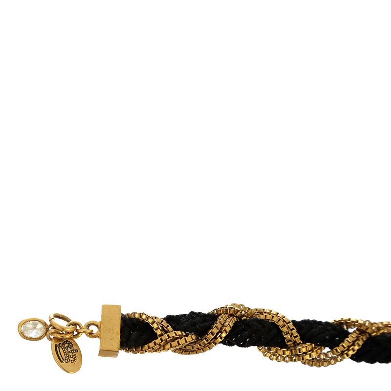 Pulseira-Juicy-Couture-Tecido-Preto-e-Metal-Dourado