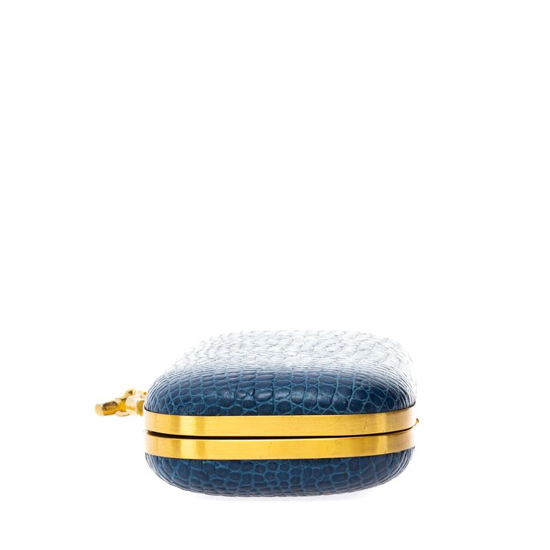 Clutch-Diane-Von-Furtenberg-Couro-Azul-Texturizado