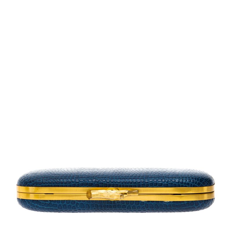 Clutch-Diane-Von-Furtenberg-Couro-Azul-Texturizado
