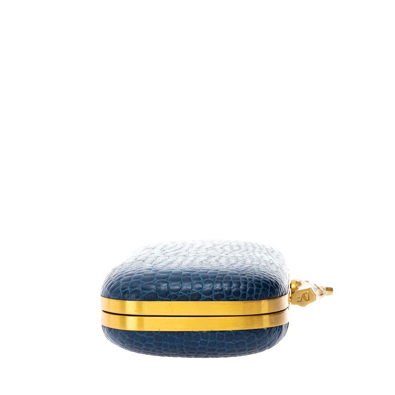 Clutch-Diane-Von-Furtenberg-Couro-Azul-Texturizado