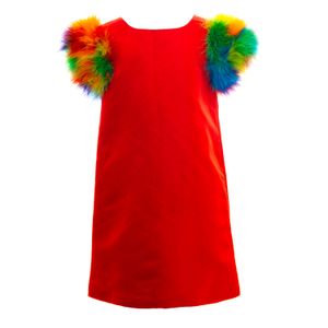 Vestido Infantil Charabia Vermelho e Plumas