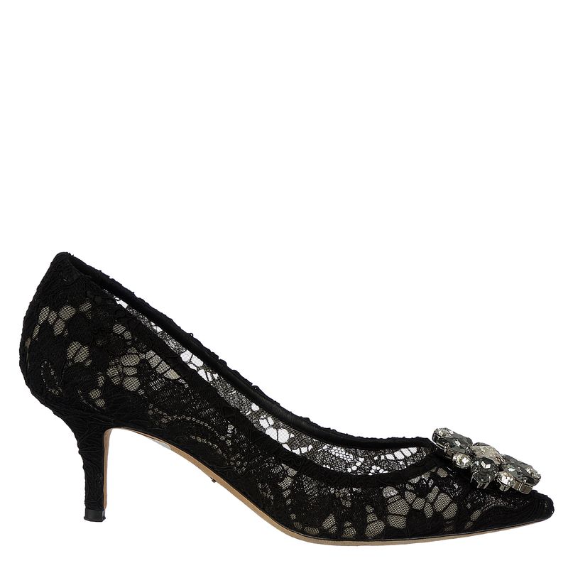 Scarpin-Dolce---Gabbana-Renda-Preta-e-Pedraria-