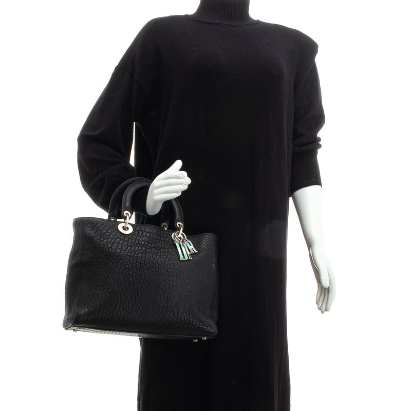 Bolsa-Christian-Dior-Diorissimo-Tote-Couro-Texturizado-Preto