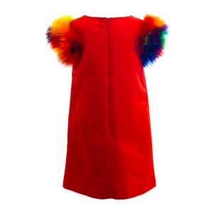 Vestido Infantil Charabia Vermelho e Plumas