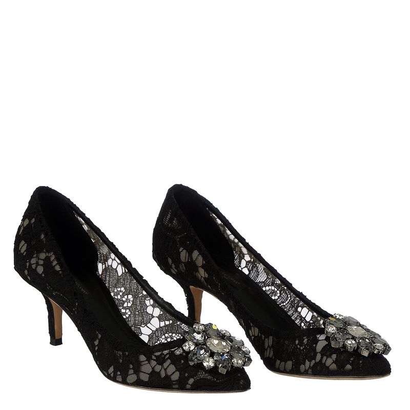 Scarpin-Dolce---Gabbana-Renda-Preta-e-Pedraria-