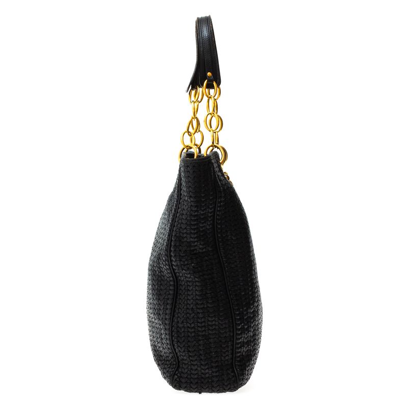 Bolsa-Christian-Dior-Tote-Couro-Trancado-Preto
