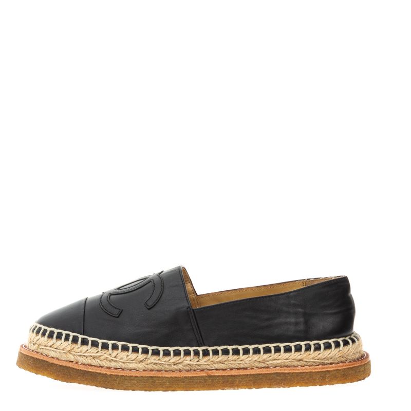 Espadrille-Chanel-CC-Couro-Preto