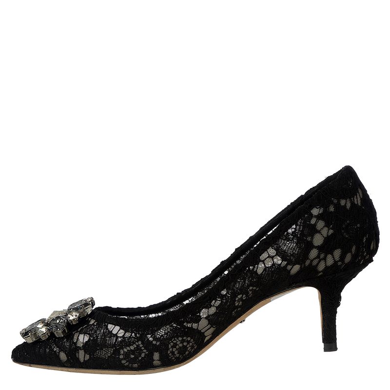 Scarpin-Dolce---Gabbana-Renda-Preta-e-Pedraria-