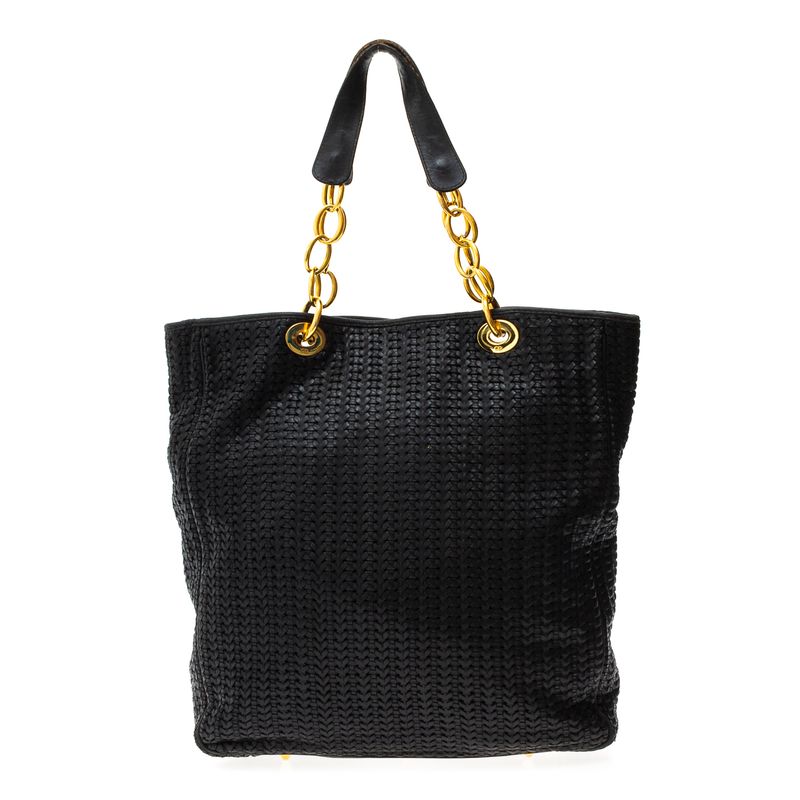 Bolsa-Christian-Dior-Tote-Couro-Trancado-Preto