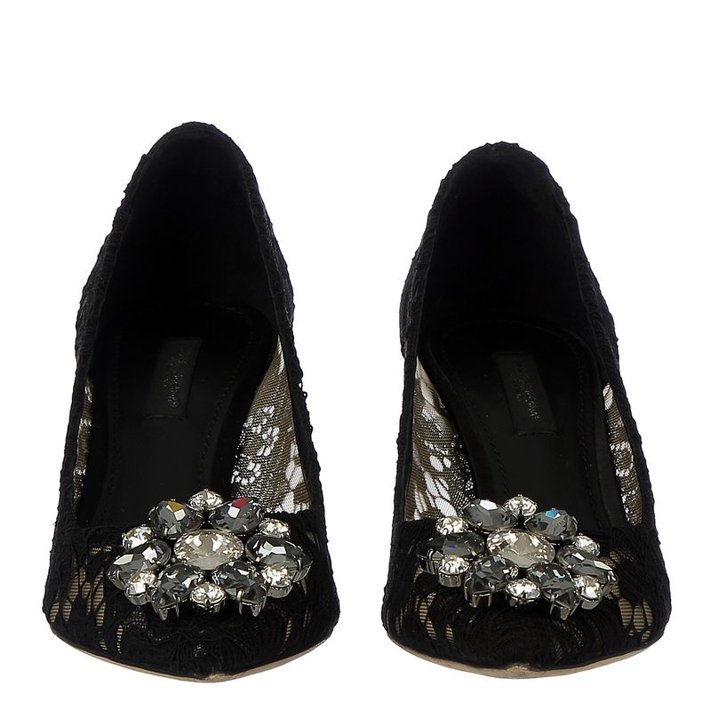 Scarpin-Dolce---Gabbana-Renda-Preta-e-Pedraria-