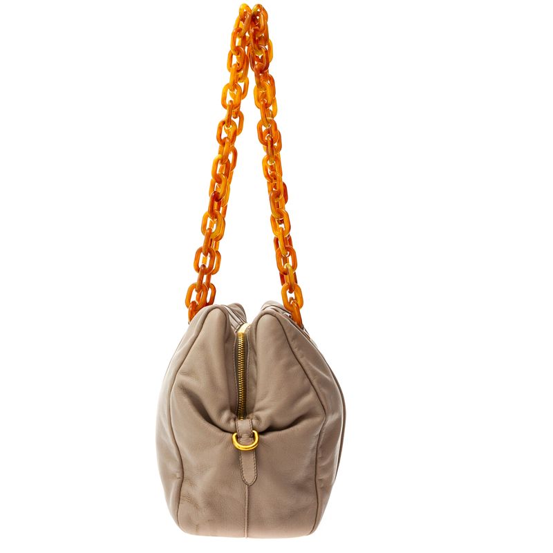 Bolsa-Prada-Couro-Cinza-Alca-Corrente