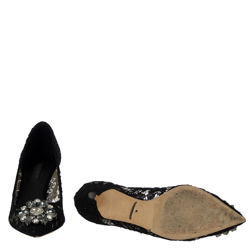Scarpin-Dolce---Gabbana-Renda-Preta-e-Pedraria-
