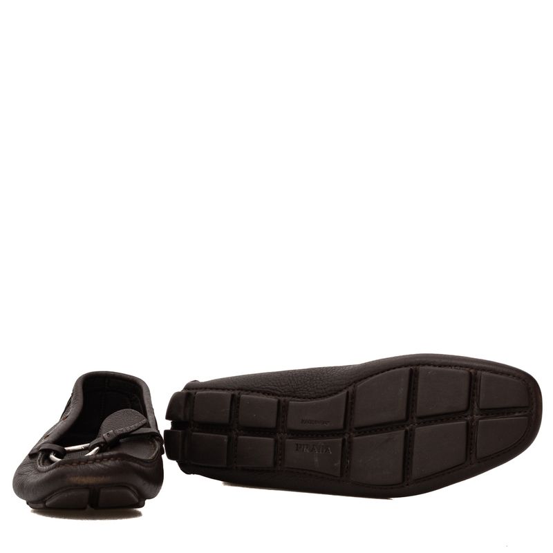 Mocassim-Prada-Circulo-Couro-Marrom