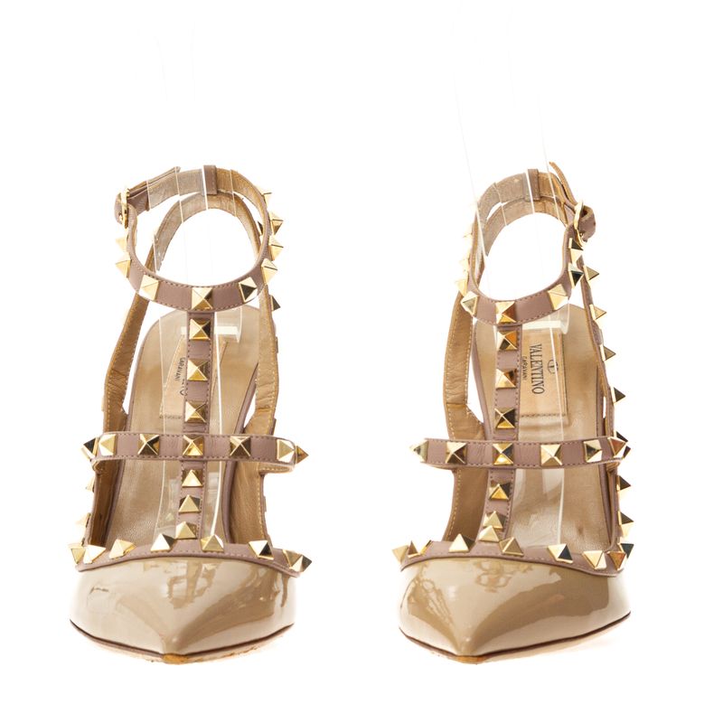 Scarpin-Valentino-Garavani-Rockstud-Verniz-Bege-