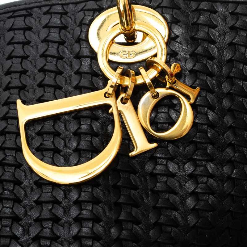 Bolsa-Christian-Dior-Tote-Couro-Trancado-Preto