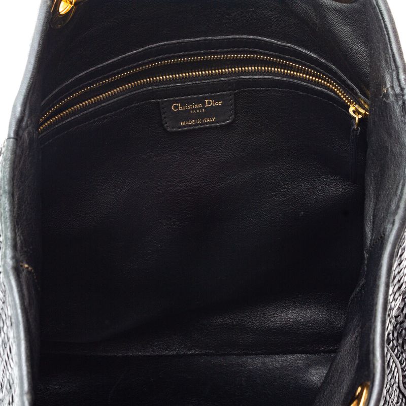 Bolsa-Christian-Dior-Tote-Couro-Trancado-Preto