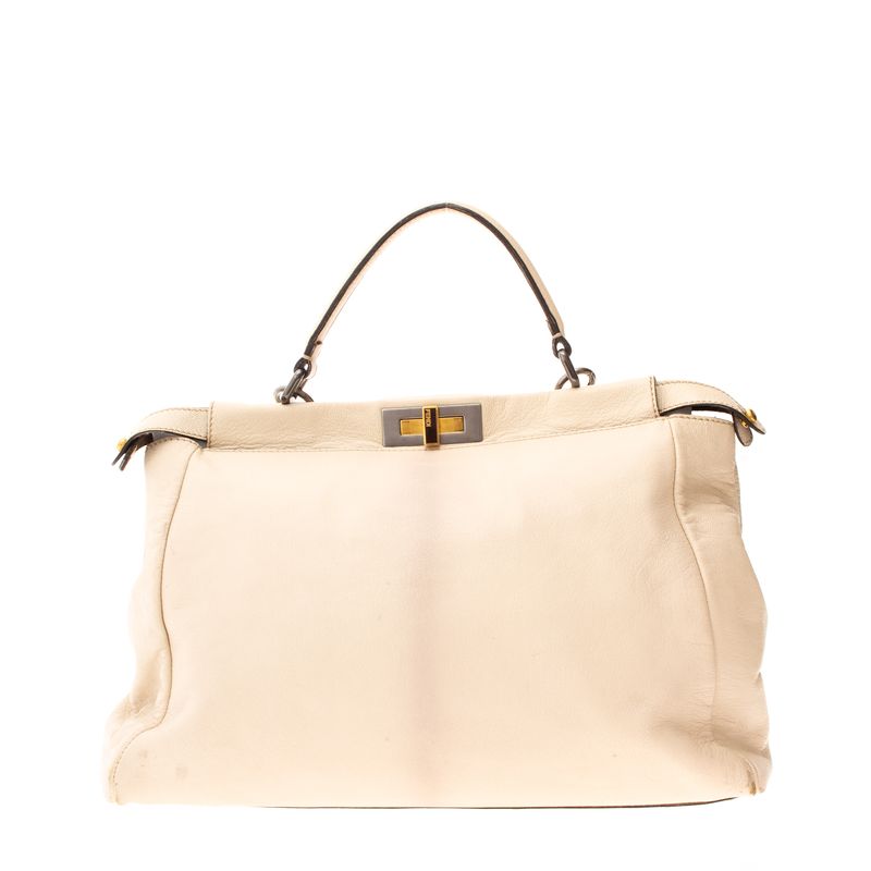 Bolsa-Fendi-Peekaboo-Grande-Couro-Creme