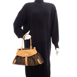 Bolsa Fendi Vintage Magic Zucca e Couro Bege