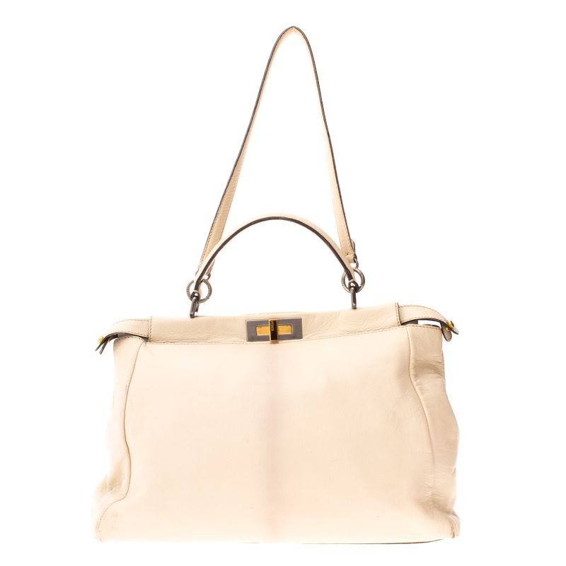 Bolsa-Fendi-Peekaboo-Grande-Couro-Creme