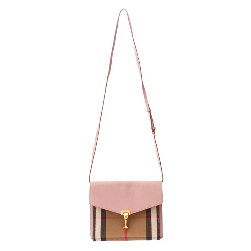 Bolsa-Burberry-Macken-House-Check-e-Couro-Rosa