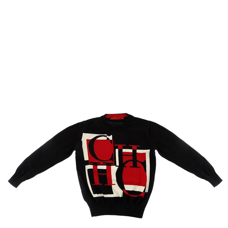 Sueter-Carolina-Herrera-Infantil-Preto-e-Vermelho