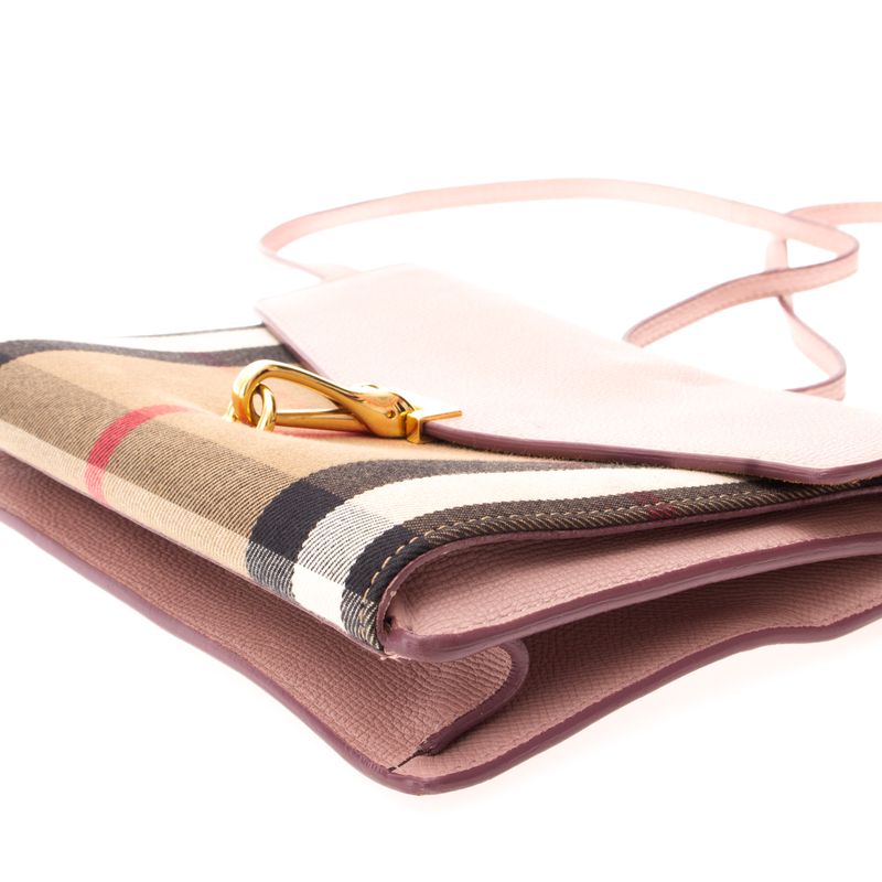 Bolsa-Burberry-Macken-House-Check-e-Couro-Rosa