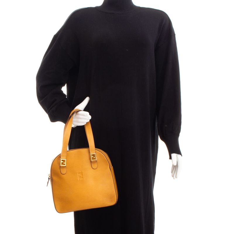 Bolsa-Fendi-Vintage-Couro-Texturizado-Amarelo