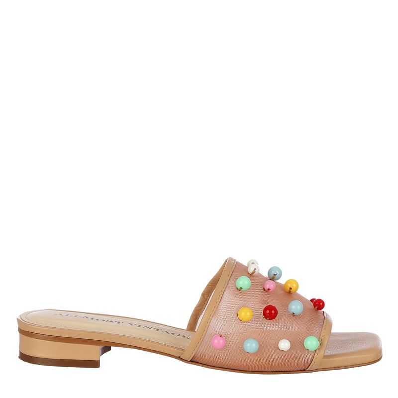 Rasteira-Allmost-Vintage-Couro-Bege-e-Bolas-Coloridas