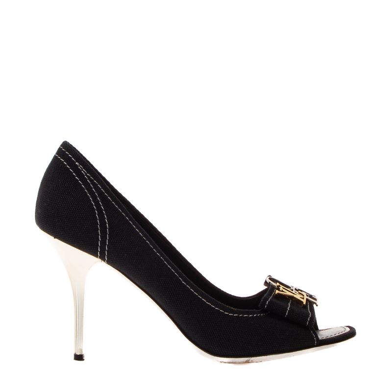 Peep-Toe-Louis-Vuitton-Love-Canvas-Preto