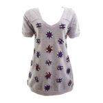 Maxi-T-Shirt-PatBo-Cinza-Flores-Cristais