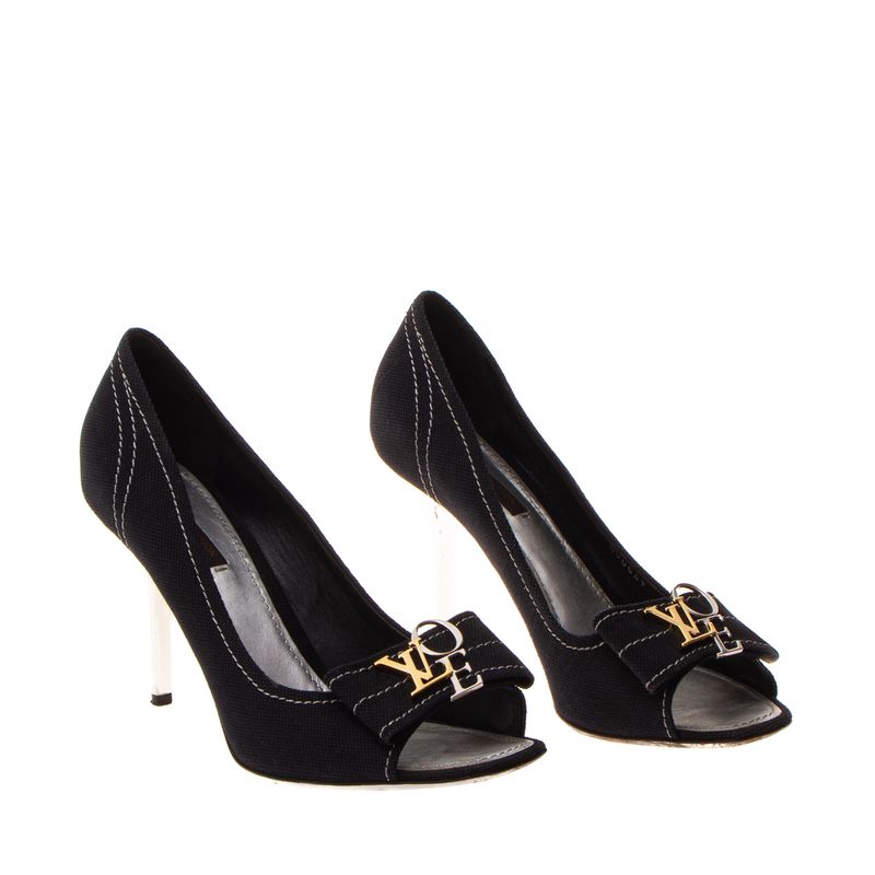Peep-Toe-Louis-Vuitton-Love-Canvas-Preto