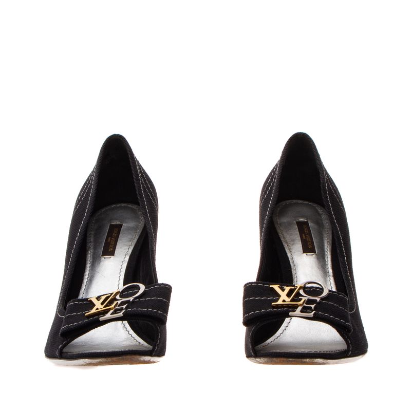 Peep-Toe-Louis-Vuitton-Love-Canvas-Preto