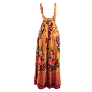 Vestido Printing Longo Ocre Estampa Floral