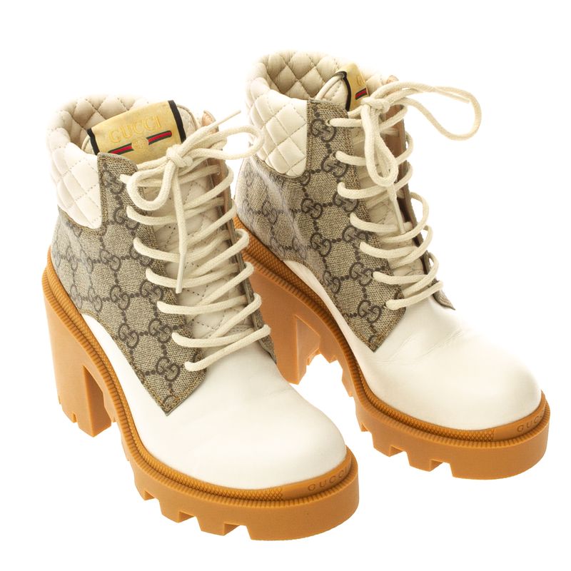 Ankle-Boot-Gucci-GG-Supreme-e-Couro-Branco